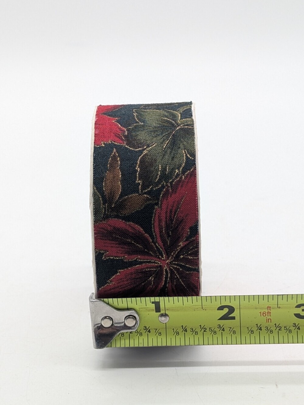 Vintage Lion Ribbon Co Autumn Floral Leaf Fabric Ribbon Lot 1.375" Metallic Gold - Picture 5 of 6